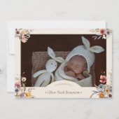 Waterverf Floral Beige Twee Foto Geboorte Aankondiging (Voorkant)