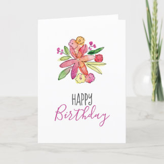 Waterverf Floral Birthday Card Bedankkaart