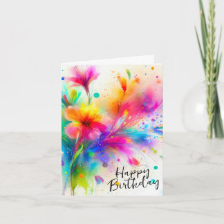 Waterverf Floral Birthday Card Kaart