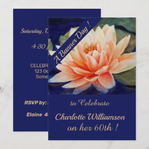 Waterverf Floral-Birthday peach Waterlily Kaart
