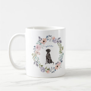 Waterverf Floral Black Lab Dog Koffiemok