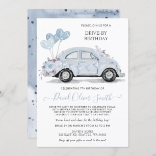 Waterverf Floral Blue Car Kaart