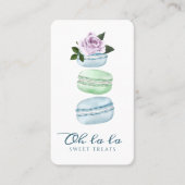 Waterverf Floral Blue Macaron Bakery & Sweets Visitekaartje (Voorkant)