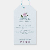 Waterverf Floral Blue Macaron Merci/Hartelijk dank Cadeaulabel (Achterkant)