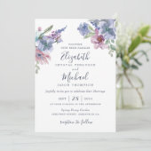 Waterverf Floral Blue Paars Blush Modern Kaart (Staand voorkant)