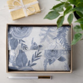 Waterverf Floral Blue  Script-ontkoppeling Tissuepapier (Geschenk)