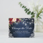 Waterverf Floral Blue Wood Jars Datum wijzigen Briefkaart (Staand voorkant)