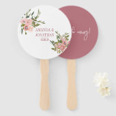 Waterverf floral Blush en Roos Gold Wedding Handwaaier (Voorkant en achterkant)