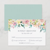 Waterverf Floral Blush Greenery Elegant RSVP Kaartje (Voorkant / Achterkant)