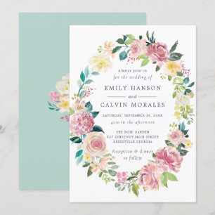 Waterverf Floral Blush Greenery Wreath Kaart