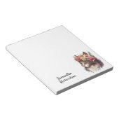 Waterverf Floral Boho Cat Notitieblok (Schuin)