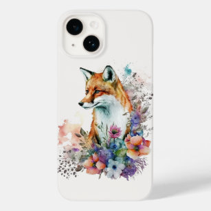 Waterverf Floral Boho Chic Aesthetic Fox Artwork Case-Mate iPhone 14 Hoesje