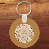 Waterverf floral boho simpel sleutelhanger (Voorkant)