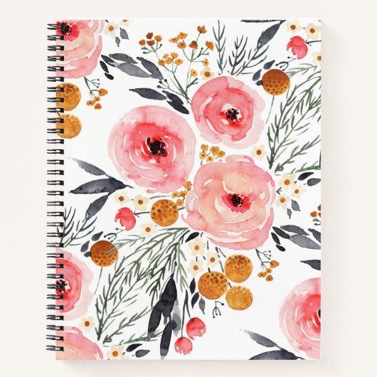 Waterverf Floral Boho Spiral Notebook Journal  Notitieboek (Voorkant)