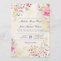 Waterverf Floral Boho Vintage Wedding Uitnodiging