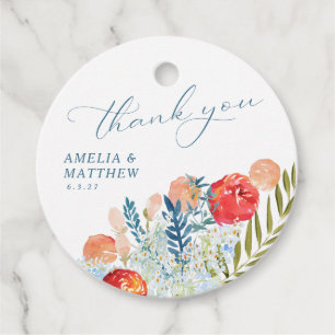 Waterverf Floral Boho Wedding Hartelijk dank Bedankjes Labels