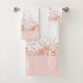 Waterverf Floral Border Monogram Bad Handdoek (Insitu)