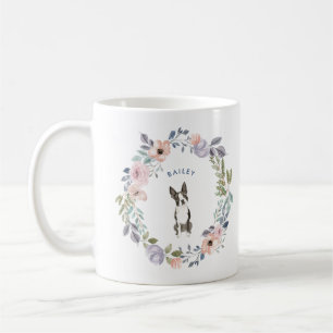Waterverf Floral Boston Terrier Dog Koffiemok