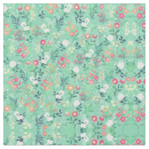 Waterverf Floral Botanisch Groen Patroon Stof