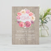 Waterverf Floral Botanische Krans Rustiek Huwelijk Kaart (Staand voorkant)