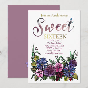 Waterverf Floral botanische zoete zestien Kaart