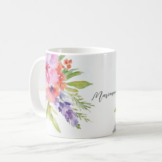 Waterverf Floral Bouquet Koffiemok (Voorkant links)