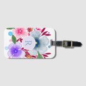  Waterverf Floral Bouquet Monogram Bagagelabel (Voorkant (horizontaal))
