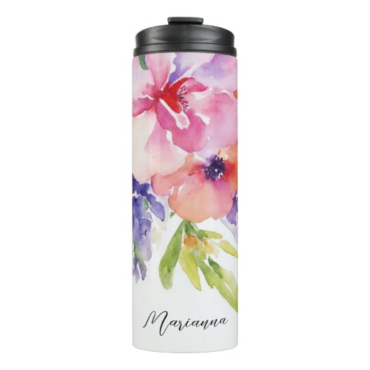Waterverf Floral Bouquet Thermosbeker (Voorkant)