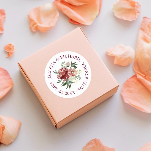 Waterverf Floral Bouquet Wedding door Bourgogne Ru Ronde Sticker