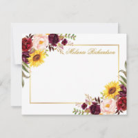 Waterverf Floral Bourgondië Gold gepersonaliseerd