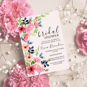 Waterverf Floral Bridal Shower Kaart