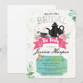 Waterverf Floral Bridal Tea Party Kaart (Voorkant / Achterkant)