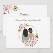 Waterverf Floral Bridesmaid-conceptkaart (Voorkant / Achterkant)