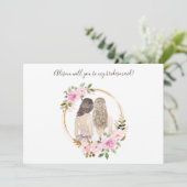 Waterverf Floral Bridesmaid-conceptkaart (Staand voorkant)