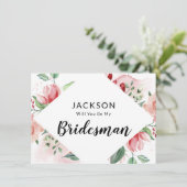 Waterverf Floral Bridesman Voorstel Kaart (Staand voorkant)