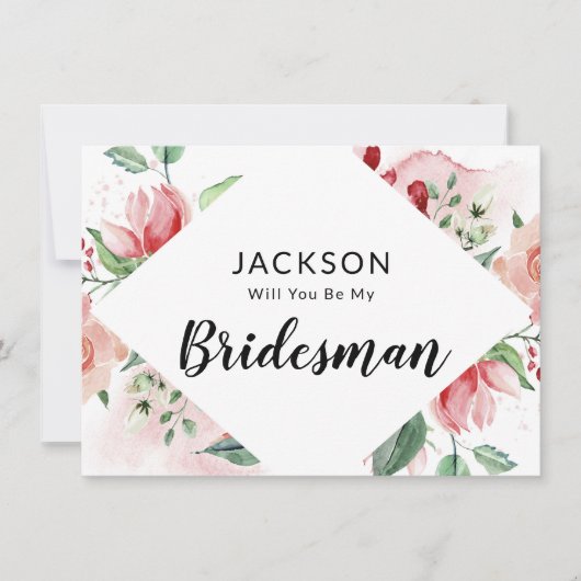 Waterverf Floral Bridesman Voorstel Kaart (Voorkant)
