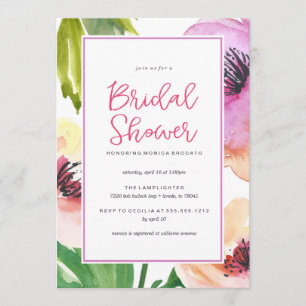 WATERVERF FLORAL bruidsdouche uitnodiging