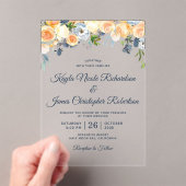 Waterverf Floral bruiloft marineblauw koraal Acryl Uitnodigingen (Insitu (Draagbaar))