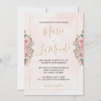  Waterverf Floral bruiloft uitnodiging