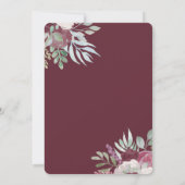 Waterverf Floral bruiloft van de rotsvaste Bourgog Kaart (Achterkant)