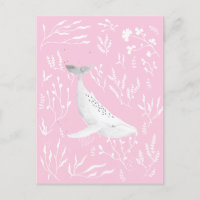 Waterverf Floral bultrug walvis roze