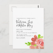Waterverf Floral Bunch Blush Pink Wedding Briefkaart (Voorkant / Achterkant)