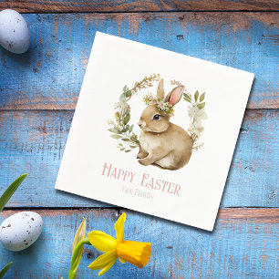 Waterverf Floral Bunny Happy Easter Servet