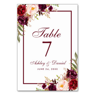 Waterverf Floral Burgundy Wedding Kaart