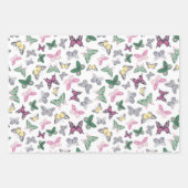 Waterverf Floral Butterfly Garden Pattern Inpakpapier Vel (Voorkant 3)