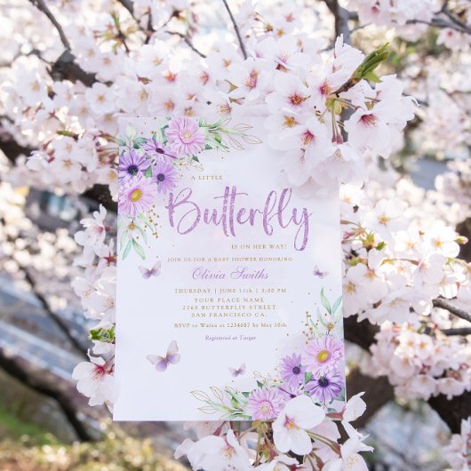 Waterverf Floral Butterfly Girl Baby shower Kaart