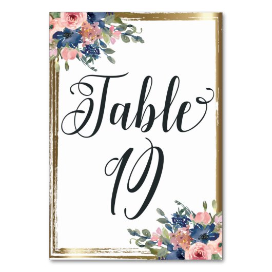 Waterverf Floral Calligraphy Table Number Kaart 19 (Achterkant)