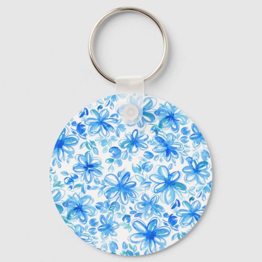 Waterverf Floral Chintz Schattige Pattern Sleutelhanger (Voorkant)
