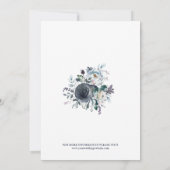 Waterverf Floral Classic Navy Blue Bruiloft Kaart (Achterkant)