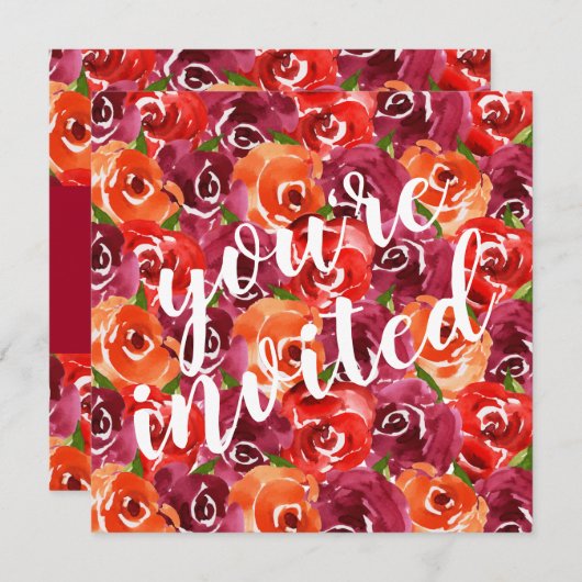 Waterverf Floral Collage Wedding Invitations (Voorkant / Achterkant)